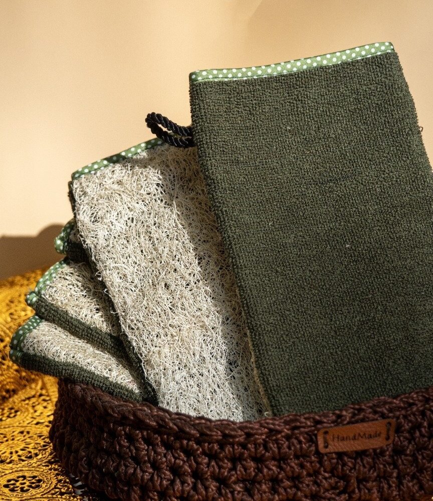 Gant de toilette avec crin